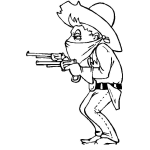 Dibujo para colorear Dibujo De Vaquero Del Oeste Con Dos Pistolas Para Pintar Y Colorear