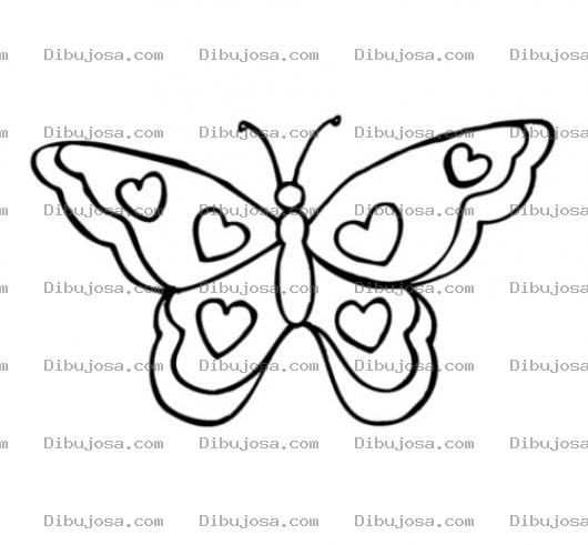 Dibujo para colorear Dibujo De Mariposa Con Corazones Para Pintar Y Colorear