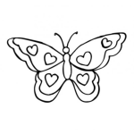 Dibujo para colorear Dibujo De Mariposa Con Corazones Para Pintar Y Colorear