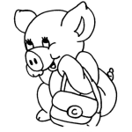 Dibujo para colorear Dibujo De Una Cerdita Con Un Bolso Para Pintar Y Colorear