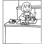Dibujo para colorear Dibujo De Chinita Lavando Una Manzana Para Pintar Y Colorear