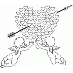 Dibujo para colorear Dibujo De Cupidos Con Corazones Para Pintar Y Colorear