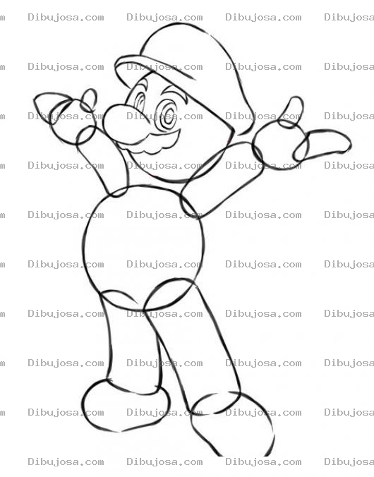 Dibujo para colorear Como Dibujar A Mario Bros Con Trazos Simples