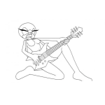 Dibujo para colorear Dibujo De Chica Rockera Con Guitarra Electrica Para Pintar Y Colorear