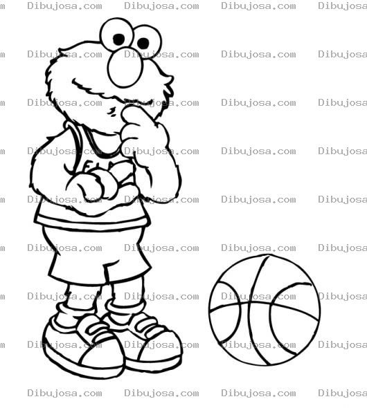Dibujo para colorear Dibujo De Elmo Basquetbolista Para Pintar Y Colorear