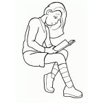 Dibujo para colorear Dibujo De Una Chica Leyendo Un Libro Para Pintar Y Colorear Colegiala