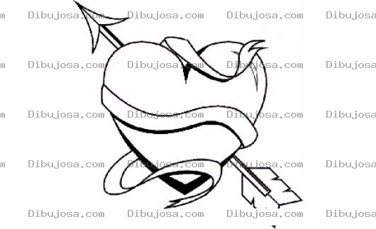Dibujo para colorear Colorear Corazon Atravesado Por Una Flecha