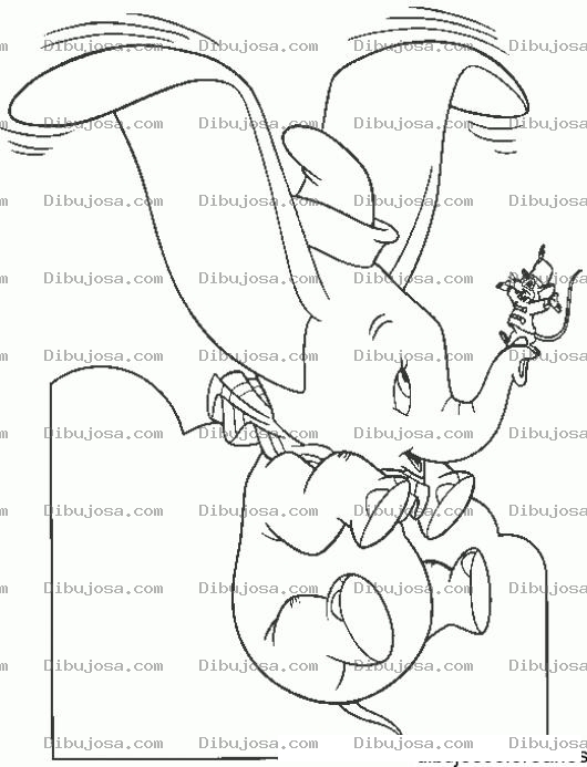 Dibujo para colorear Dibujo De Dumbo Volando Con Sus Orejas Para Pintar Y Colorear