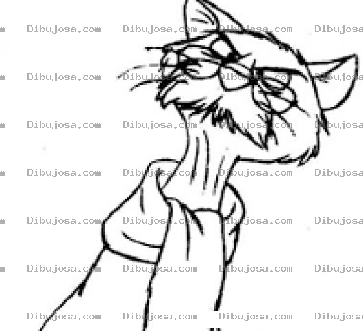Dibujo para colorear Dibujo De Gato Viejo Con Bufanda Para Pintar Y Colorear