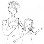 Dibujo para colorear Dibujo De Mama Soltera Con 2 Hijos Para Pintar Y Colorear