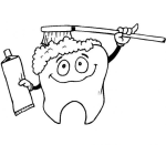 Dibujo para colorear Colorear Diente Lavandose Solito Con Pasta De Dientes