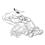 Dibujo para colorear Colorear Pato Donald De Disney Con Podadora Veloz