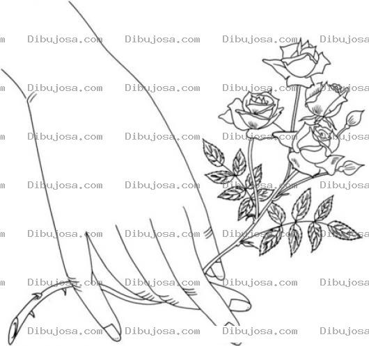 Dibujo para colorear Mano Con Rosas Para Colorear