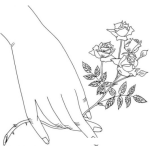 Dibujo para colorear Mano Con Rosas Para Colorear