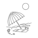 Dibujo para colorear Colorear Sombrilla Bajo El Sol En La Playa