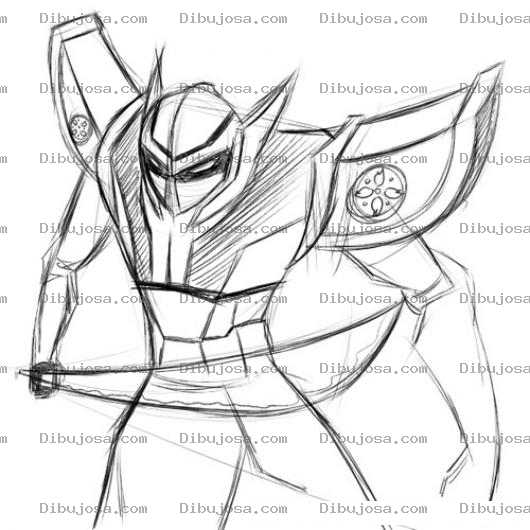 Dibujo para colorear Colorear Robot Samurai Con Espada