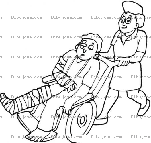 Dibujo para colorear Colorear Hombre Quebrado En Silla De Rudas En El Hospital