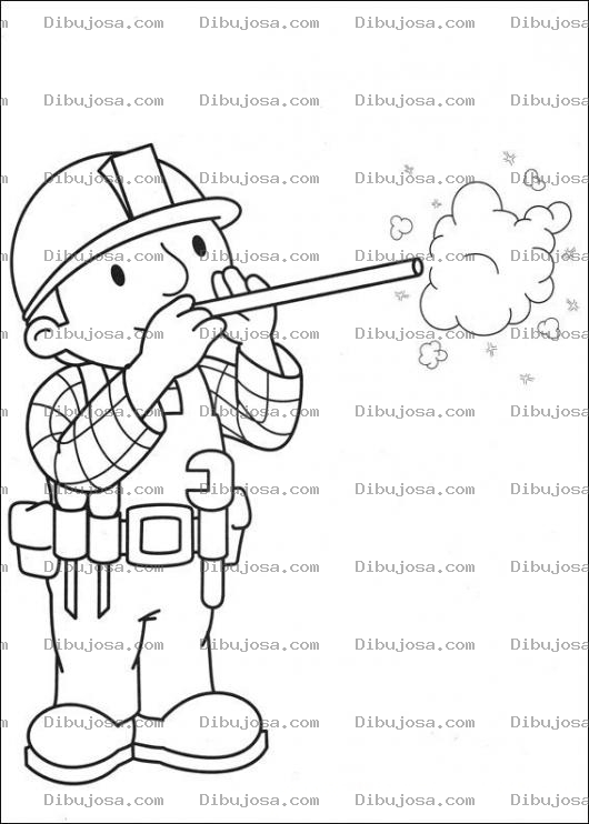 Dibujo para colorear Bob el Constructor soplando