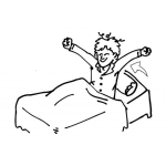 Dibujo para colorear Colorear Despertar Muchacho Despertando Levantandose De La Cama