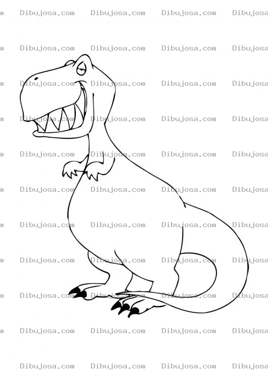 Dibujo para colorear Colorear Dinosaurio Feliz Sonriente Picaro Y Sinverguenza