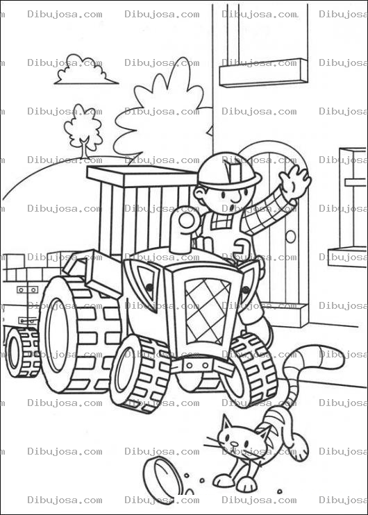 Dibujo para colorear Bob el Constructor en su tractor