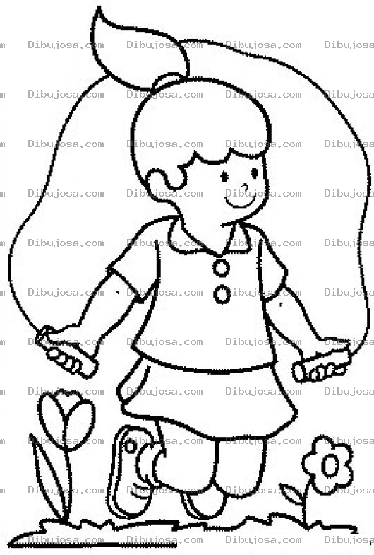 Dibujo para colorear Colorear Chiquilla Saltando Cuerda