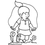 Dibujo para colorear Colorear Chiquilla Saltando Cuerda