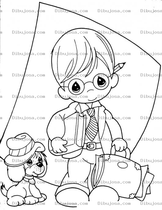Dibujo para colorear Colorear Profesor De Precious Moments Con Un Chuchito