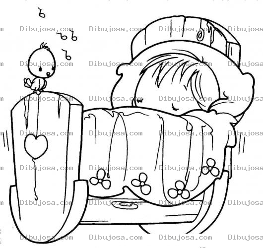 Dibujo para colorear Colorear Cuna Con Bebe Durmiendo De Precious Moments
