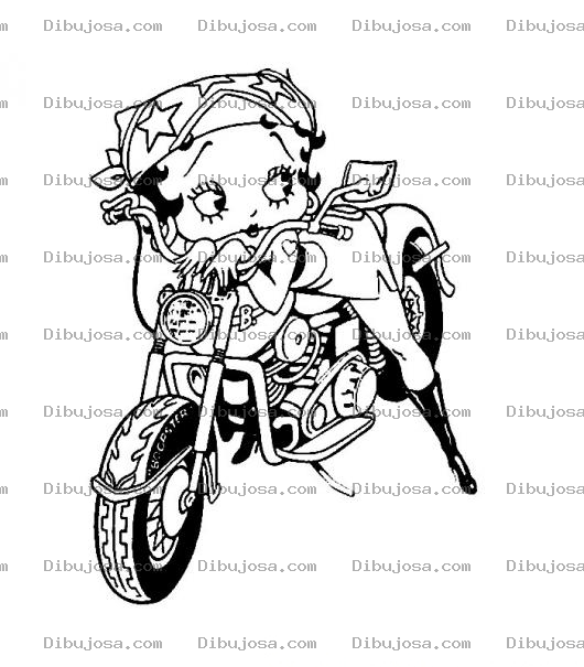 Dibujo para colorear Colorear Betty Boop En Una Motocicleta Shopper