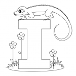 Dibujo para colorear Colorear La Letra I De Iguana