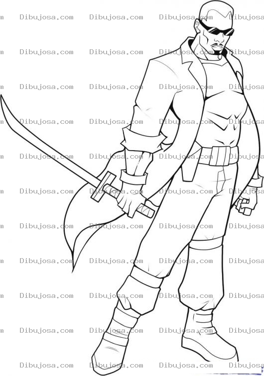 Dibujo para colorear Colorear Wesley Snipes Vestido De Blade Bleid
