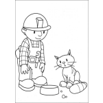 Dibujo para colorear Bob alimenta a su gato