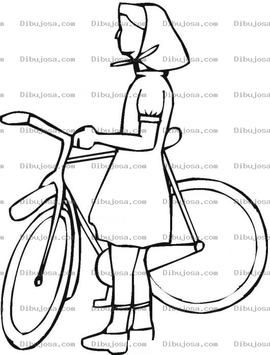 Dibujo para colorear Colorear Mujer En Bicicleta