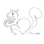 Dibujo para colorear Colorear Ardilla Con Bollotas Y Nueces