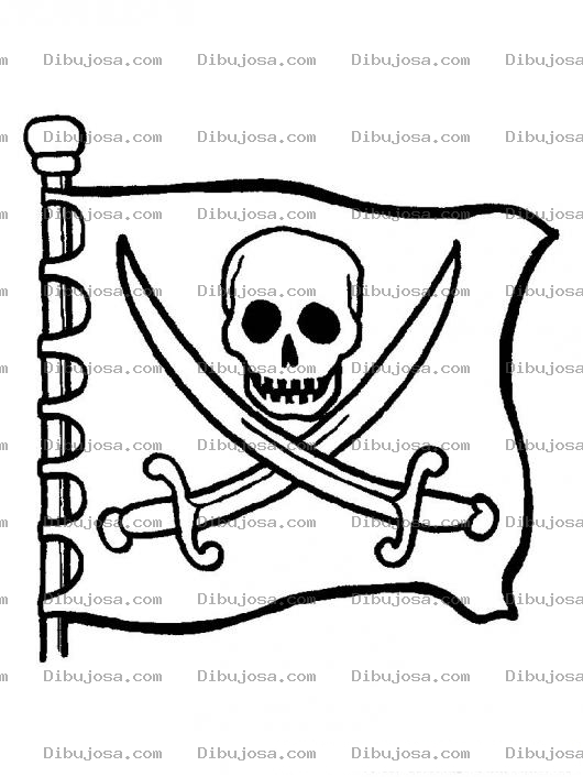 Dibujo para colorear Colorear Bandera De Pirata Con Calavera