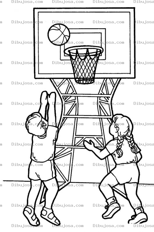 Dibujo para colorear Colorear Juego De Baloncesto Ninos Jugando Basketball En Pelota De Basquetbol