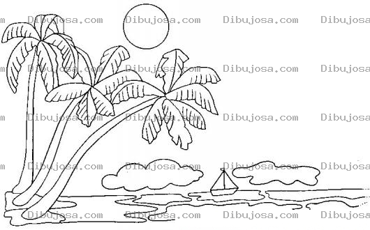 Dibujo para colorear Colorear Isla Con Palmeras