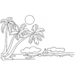 Dibujo para colorear Colorear Isla Con Palmeras