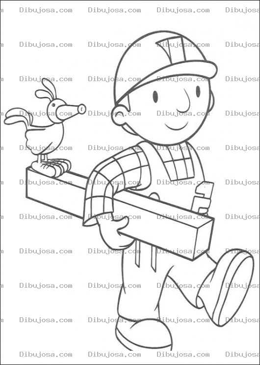 Dibujo para colorear Bob con un tablon de madera