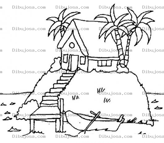 Dibujo para colorear Colorear Casita En Una Isla