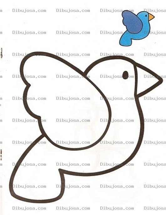 Dibujo para colorear Colorear pajarito con muestra