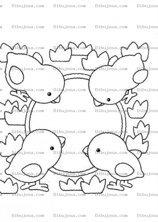 Dibujo para colorear Colorear pollitos tomando agua