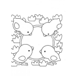 Dibujo para colorear Colorear pollitos tomando agua