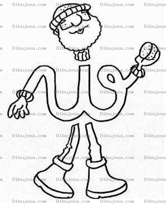 Dibujo para colorear Colorear letra W