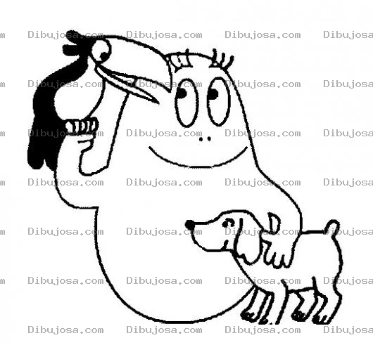 Dibujo para colorear Clorear Barbapap Con Tucan Y Perrito