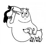Dibujo para colorear Clorear Barbapap Con Tucan Y Perrito