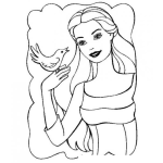 Dibujo para colorear Colorear Barby Con Pajarito