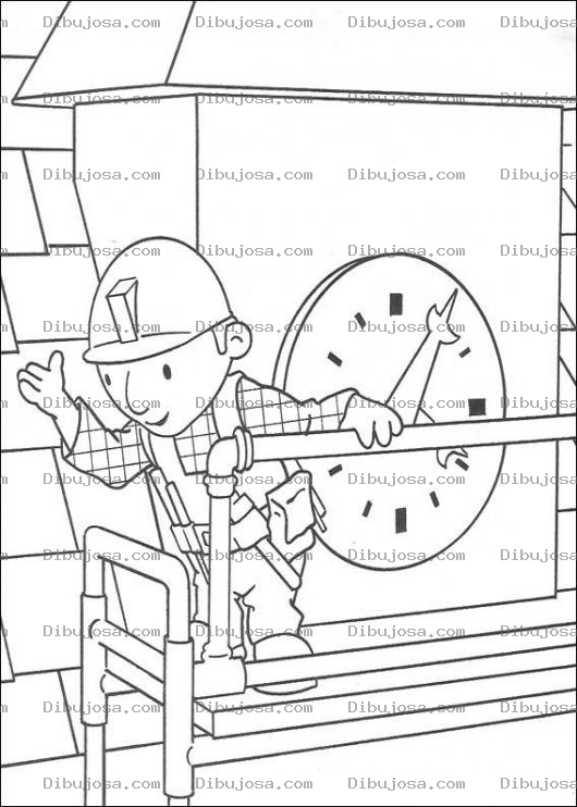 Dibujo para colorear Bob reparando el reloj