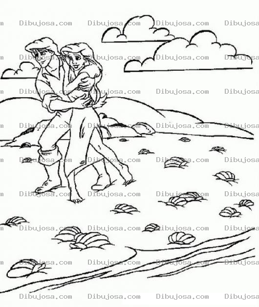 Dibujo para colorear Colorear Sirenita Con Principe